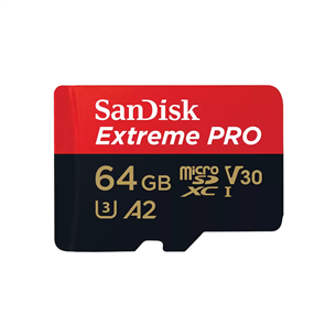 Atminties kortelė SanDisk Extreme Pro, UHS-I, microSD, 64 GB + adapteris SDSQXCU-064G-GN6MA