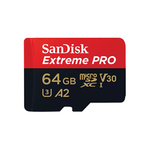 Atminties kortelė SanDisk Extreme Pro, UHS-I, microSD, 64 GB + adapteris