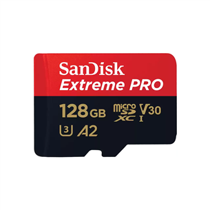 SanDisk Extreme Pro UHS-I, microSD, 128 GB - Memory card and adapter