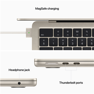 Nešiojamas kompiuteris Apple MacBook Air 13 (2022), M2 8C/8C, 8GB, 256GB, SWE, starlight