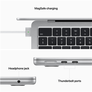 Nešiojamas kompiuteris Apple MacBook Air 13 (2022), M2 8C/10C, 8GB, 512 GB, RUS, silver