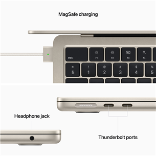 Apple MacBook Air 13 (2022), M2 8C/10C, 8 ГБ, 512 ГБ, SWE, золотистый - Ноутбук