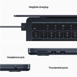 Nešiojamas kompiuteris Apple MacBook Air 13 (2022), M2 8C/8C, 8 GB, 256 GB, RUS, midnight