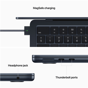 Nešiojamas kompiuteris Apple MacBook Air 13 (2022), M2 8C/8C, 8 GB, 256 GB, ENG, midnight