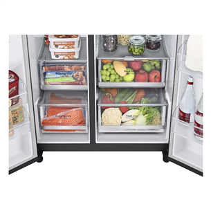 LG, InstaView, water & ice dispenser, 635 L, height 179 cm, black - SBS Refrigerator