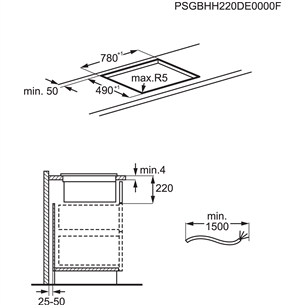 AEG, width 83 cm, frameless, black - Built-in Induction Hob with Cooker Hood