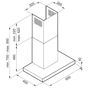 Hansa, 597 m³/h, width 60 cm, black - Cooker Hood