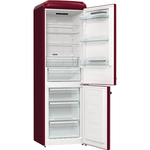 Gorenje, NoFrost, 300 L, height 194 cm, dark red - Refrigerator