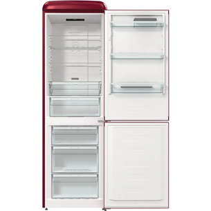 Gorenje, NoFrost, 300 л, высота 194 см, темно-красный - Холодильник