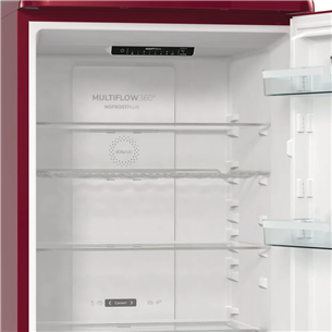 Gorenje, NoFrost, 300 L, height 194 cm, dark red - Refrigerator