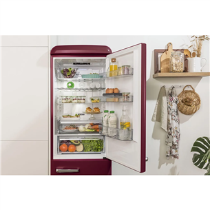 Gorenje, NoFrost, 300 L, height 194 cm, dark red - Refrigerator