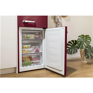 Gorenje, NoFrost, 300 L, height 194 cm, dark red - Refrigerator