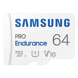 Atminties kortelė Samsung Micro SDHC Endurance PRO + SD adapter, 64 GB, white + adapteris MB-MJ64KA/EU