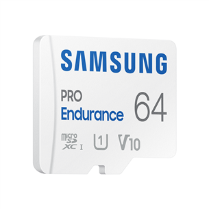 Atminties kortelė Samsung Micro SDHC Endurance PRO + SD adapter, 64 GB, white + adapteris