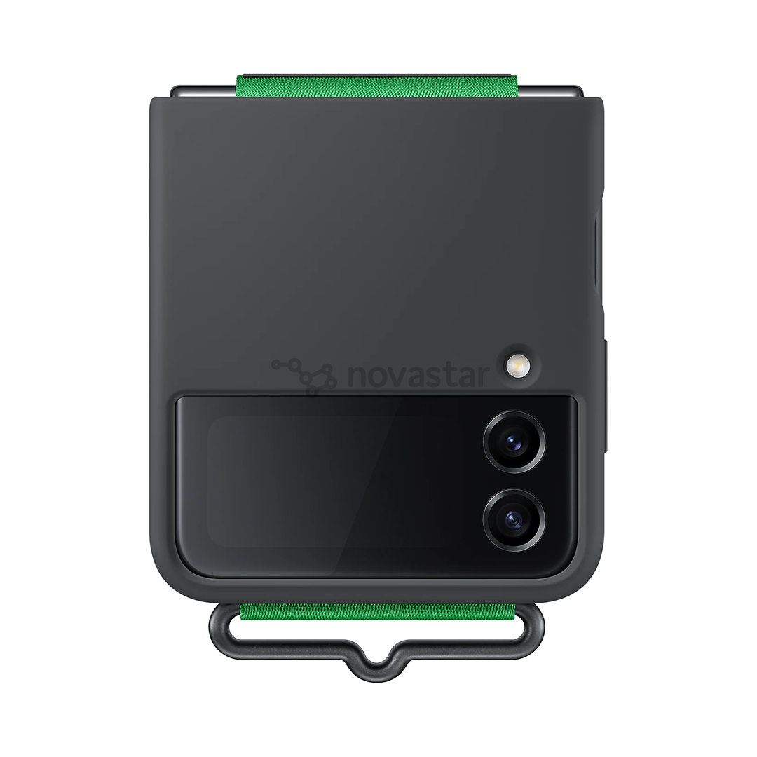 Dėklas Galaxy Flip4 Silicone Cover with Strap, black