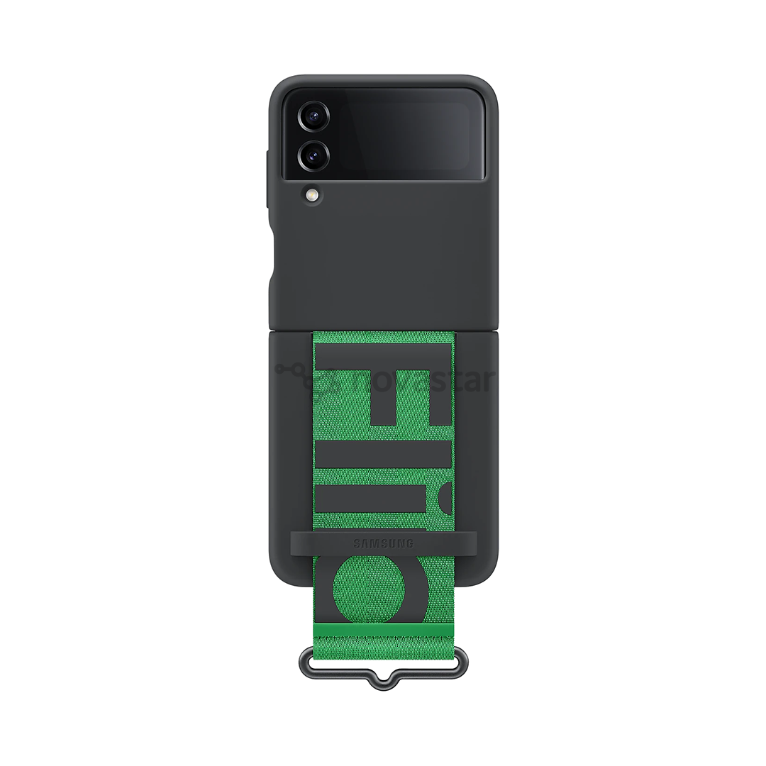 Dėklas Galaxy Flip4 Silicone Cover with Strap, black
