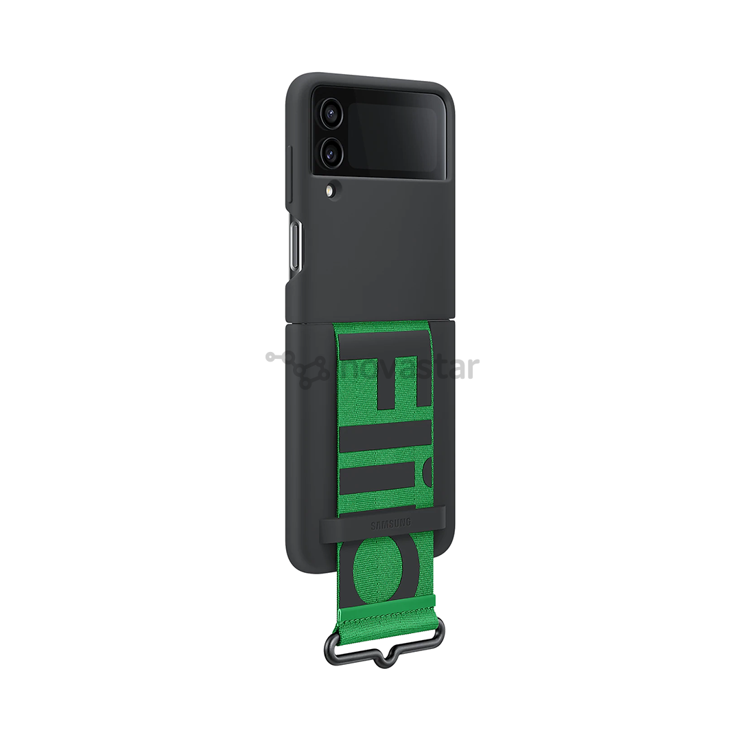 Dėklas Galaxy Flip4 Silicone Cover with Strap, black