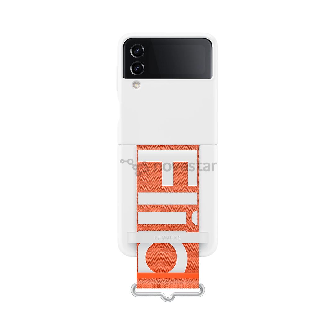 Dėklas Galaxy Flip4 Silicone Cover with Strap, white