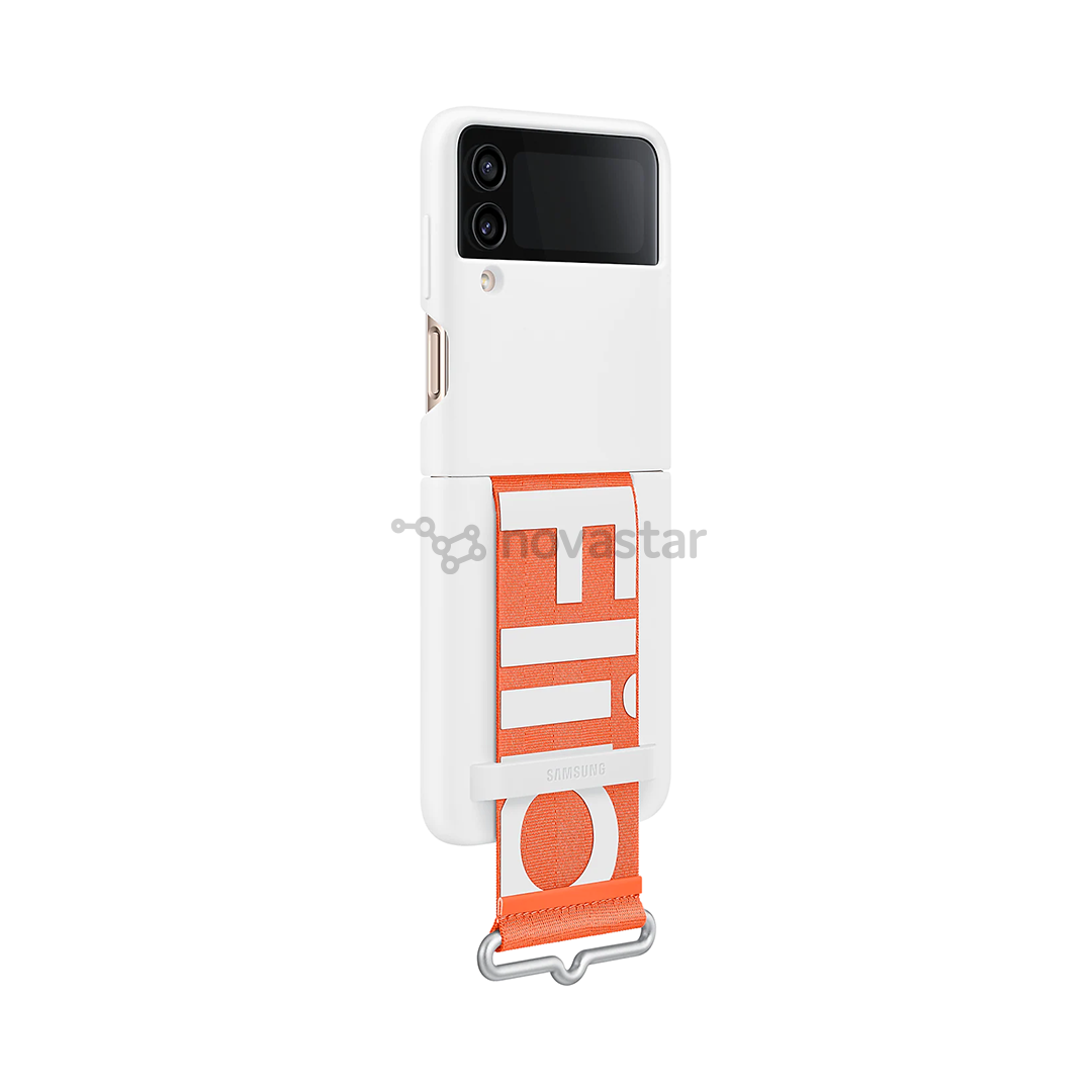 Dėklas Galaxy Flip4 Silicone Cover with Strap, white
