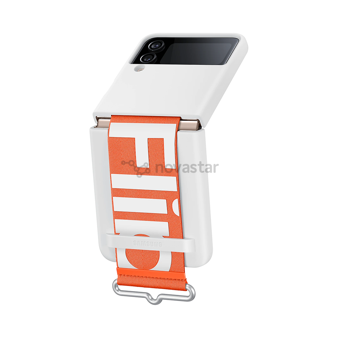 Dėklas Galaxy Flip4 Silicone Cover with Strap, white