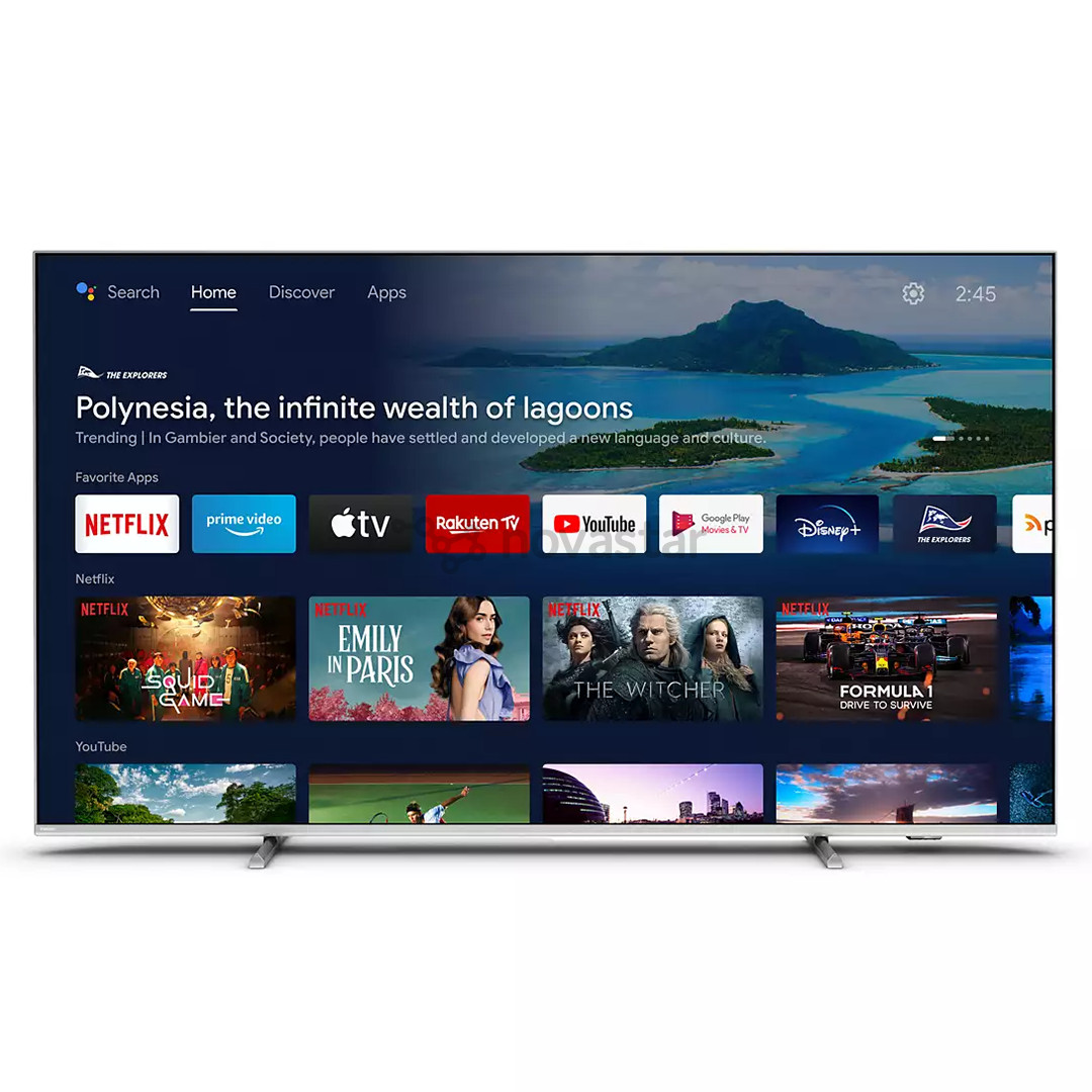 Philips PUS8057, 55'', 4K UHD, LED LCD, pastatomas, pilkas - Televizorius