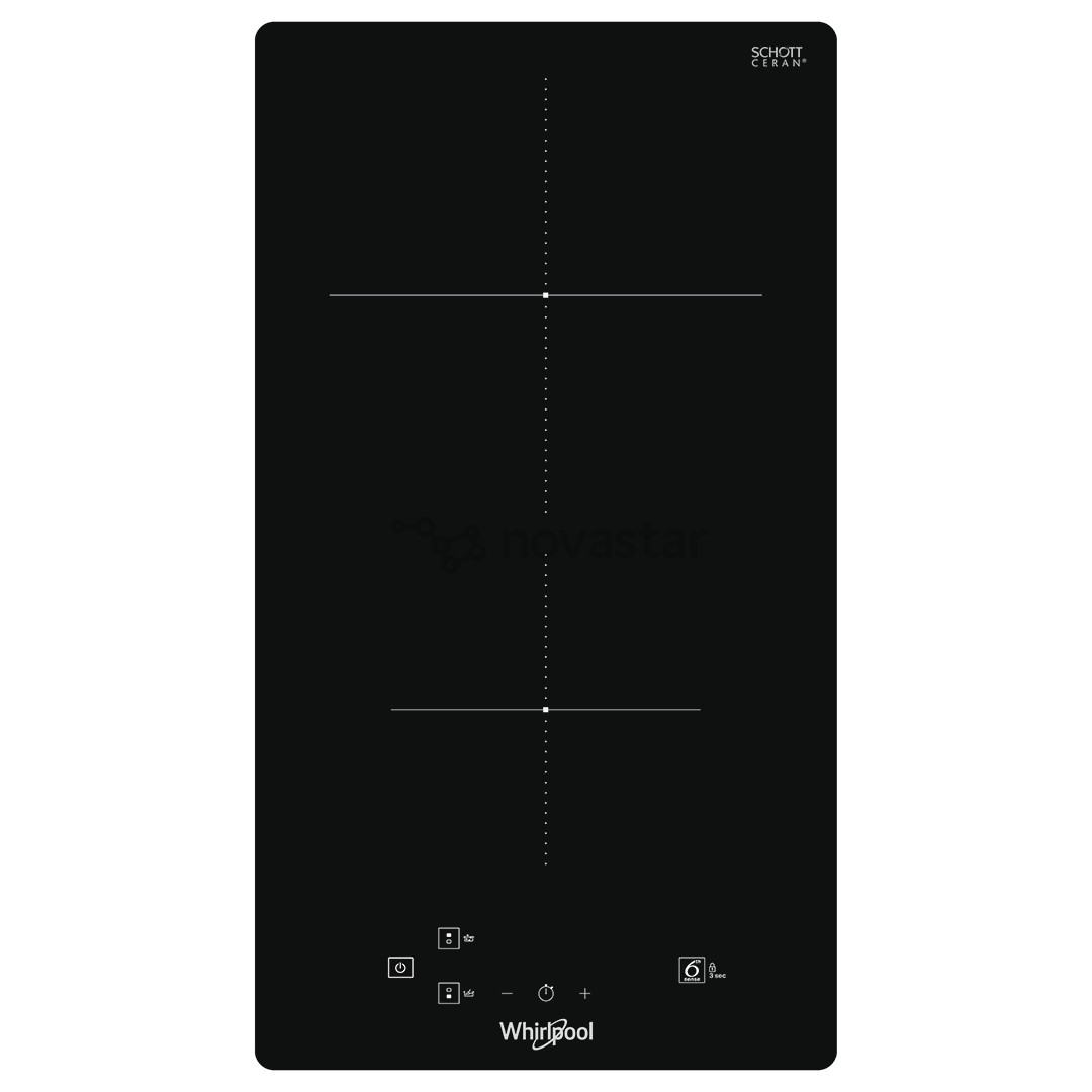 Whirlpool, ширина 28,4 см, без рамы, черный - Интегрируемая индукционная варочная панель