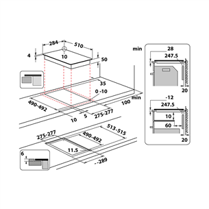 Whirlpool, width 28.4 cm, frameless, black - Built-in Induction Hob