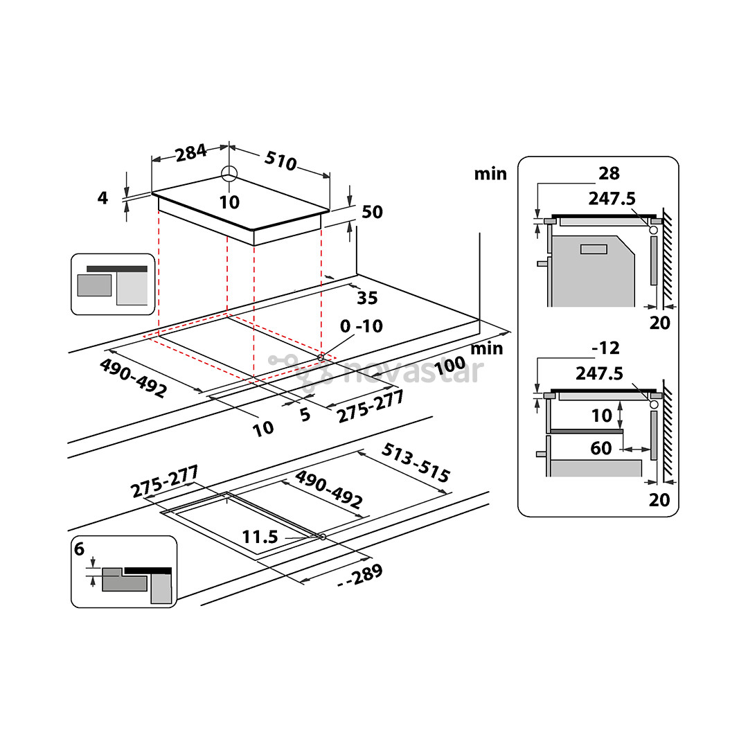 Whirlpool, ширина 28,4 см, без рамы, черный - Интегрируемая индукционная варочная панель