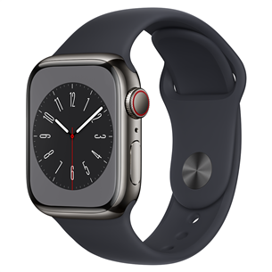 Išmanusis laikrodis Apple Watch Series 8 GPS + Cellular, Sport Band, 41mm, Graphite MNJJ3EL/A
