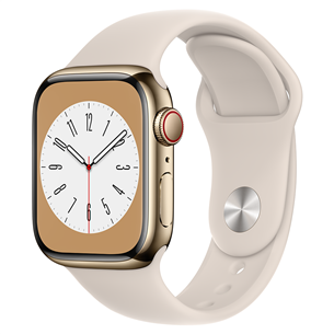 Išmanusis laikrodis Apple Watch Series 8 GPS + Cellular, Sport Band, 41mm, Gold/Starlight MNJC3EL/A