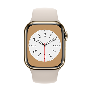Apple Watch Series 8 GPS + Cellular, Sport Band, 41 мм, золотистая нержавеющая сталь/бежевый - Смарт-часы