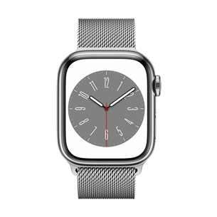 Apple Watch Series 8 GPS + Cellular, Milanese Loop, 41 мм, серебристая нержавеющая сталь - Смарт-часы