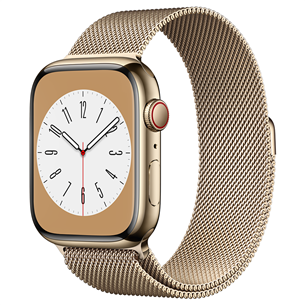 Išmanusis laikrodis Apple Watch Series 8 GPS + Cellular, Milanese Loop, 45mm, gold stainless steel MNKQ3EL/A