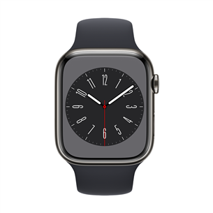Apple Watch Series 8 GPS + Cellular, Sport Band, 45 мм, графитовая нержавеющая сталь/темно-серый - Смарт-часы