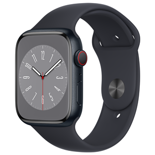 Išmanusis laikrodis Apple Watch Series 8 GPS + Cellular, Sport Band, 45mm, midnight MNK43EL/A