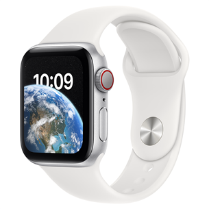 Apple Watch SE 2, GPS + Cellular, 40 мм, серебристый/белый - Смарт-часы