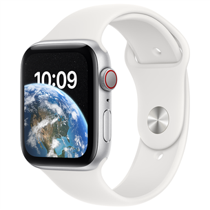Apple Watch SE 2, GPS + Cellular, Sport Band, 44 мм, серебристый/белый - Смарт-часы MNQ23EL/A