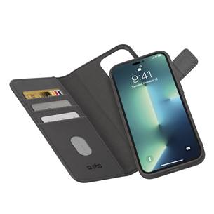 Dėklas SBS Duo Mag Wallet, iPhone 14 Pro, black