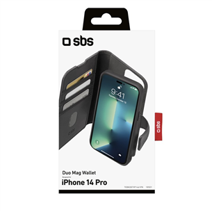 Dėklas SBS Duo Mag Wallet, iPhone 14 Pro, black