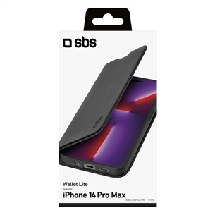 SBS Book Wallet Lite, iPhone 14 Pro Max, black - Smartphone case