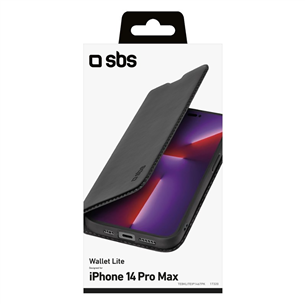 SBS Book Wallet Lite, iPhone 14 Pro Max, черный - Чехол для смартфона