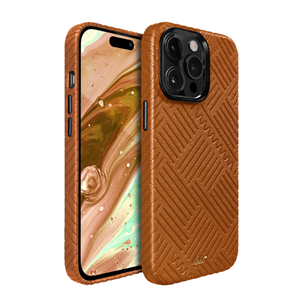 Dėklas LAUT MOTIF, iPhone 14 Pro Max, stripes, brown