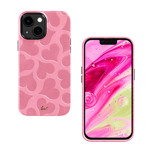 Dėklas LAUT MOTIF, iPhone 14 Plus, hearts, pink