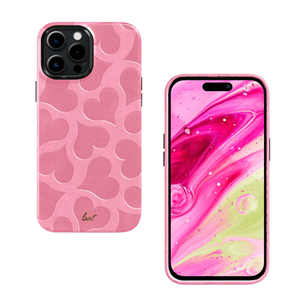 Dėklas LAUT MOTIF, iPhone 14 Pro Max, hearts, pink