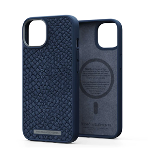 Njord byElements Salmon Leather MagSafe, iPhone 14, blue - Case