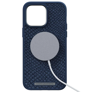 Dėklas Njord byElements Salmon MagSafe iPhone 14 Pro Max, Odinis, Mėlynas