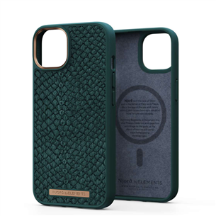 Njord byElements Salmon Leather MagSafe, iPhone 14, green - Case NA41SL02