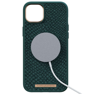 Njord byElements Salmon Leather MagSafe, iPhone 14 Plus, green - Case