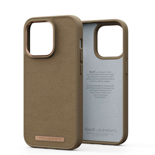 Dėklas Njord byElements Suede Comfort+ iPhone 14 Pro, Camel