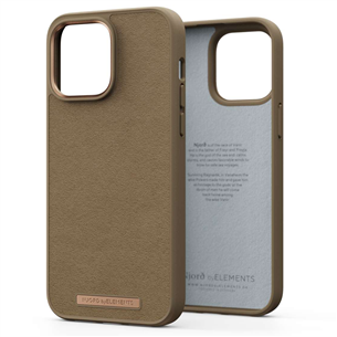 Dėklas Njord byElements Suede Comfort+ iPhone 14 Pro Max, Camel